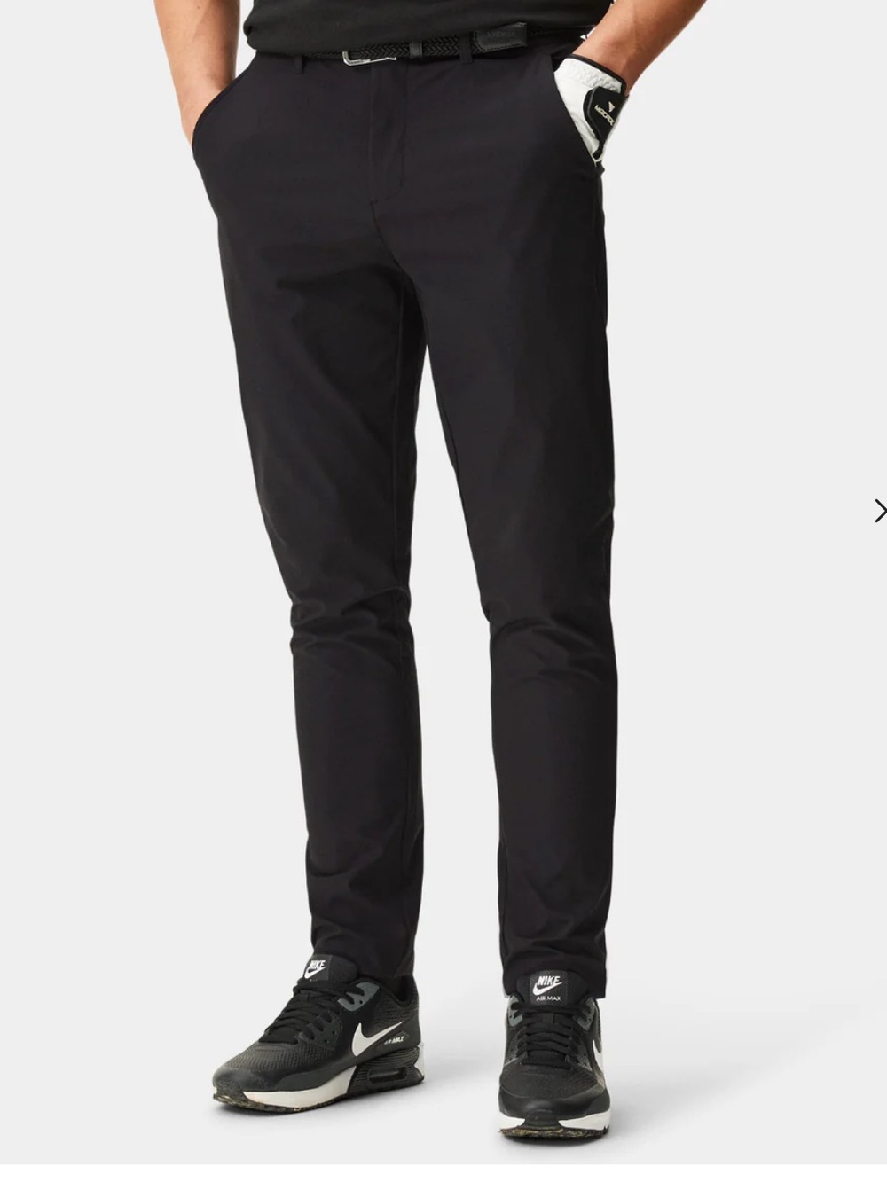 Macade Golf lightweight slim trousers black breathable fabric modern fit 42R